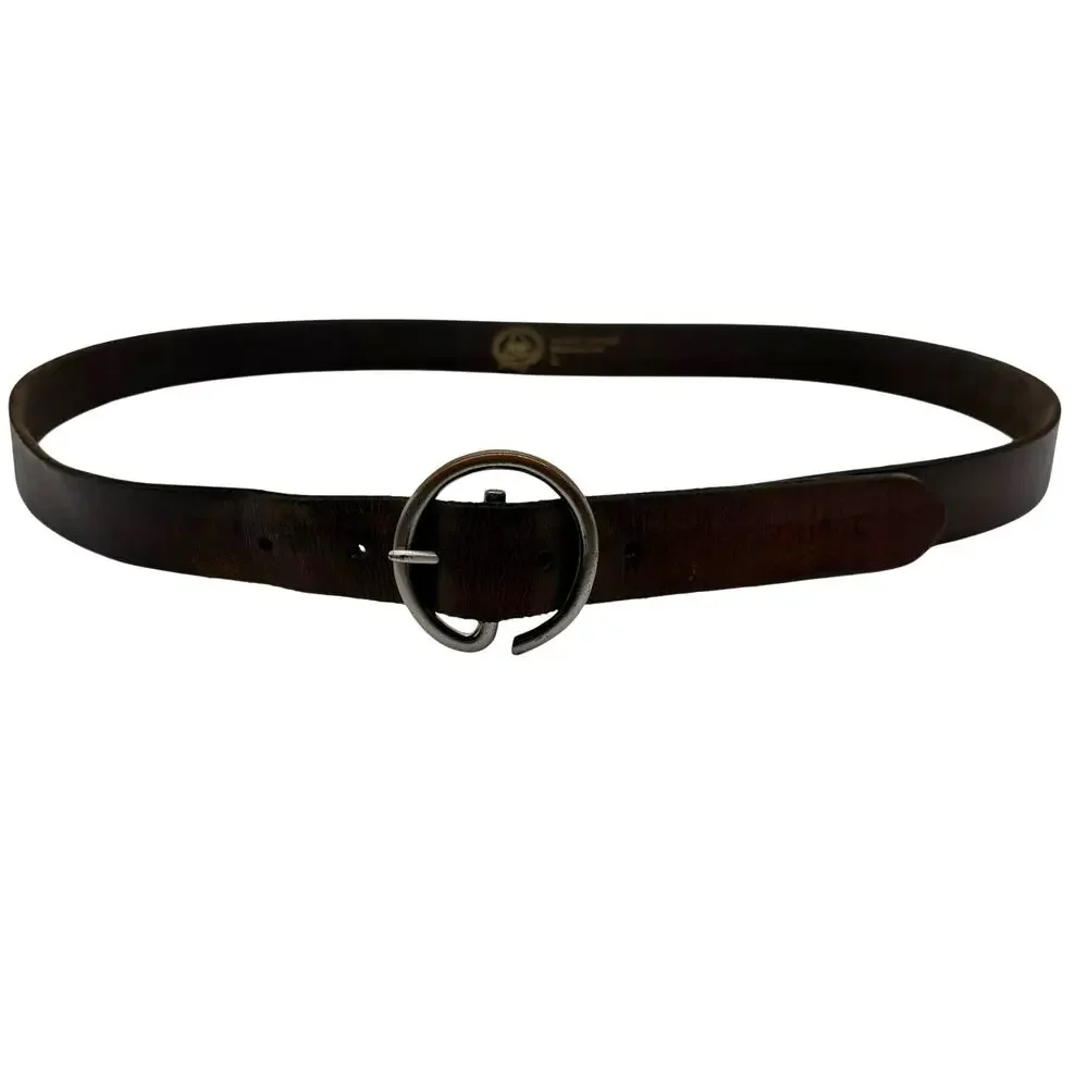 Vintage 90's Gap Jeans Genuine Leather Distressed Belt Brown Roller Buckle L